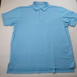 Peter Millar Summer Comfort XL Polo Mens Blue Striped Golf Short Sleeve Collared
